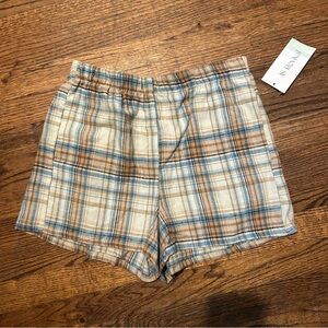 Women's Checkered Shorts in Blue and Tan
